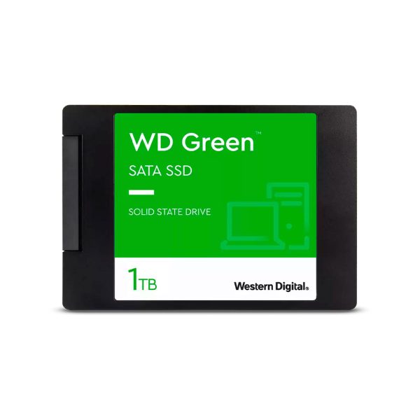 Unidad de estado sólido interna SSD Western Digital Green 1TB  con puerto SATA y factor de forma 2.5” (7mm), creado para las necesidades más básicas del cómputo diario, pero con un rendimiento y velocidad mayor que una unidad mecánica.