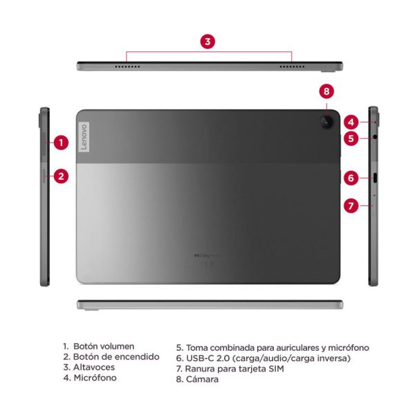 Tablet LENOVO 10.1” Pulgadas RAM 4GB Disco SSD 64GB COLOR Gris - Imagen 4