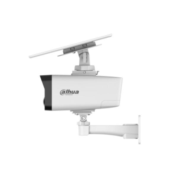 Cámara Dahua IP bala con panel solar 4mp, Smart dual light, 4G, H.265, IR 30M y luz cálida de 30M, detención huma, alarma sonora y luminosa, IP67, panel 10.5 W, batería 20000 MAH, soporta micro SD de hasta 256GB, modo AOV vigilancia 24h 7 dias a la semana.