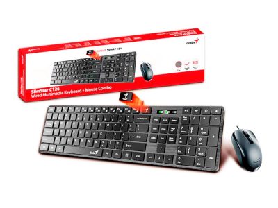 Combo Teclado GENIUS + Mouse SlimStar C126 Alambrico USB COLOR Negro