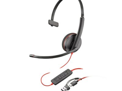 Poly Blackwire 3210 Monaural USB-C Headset +USB-C/A Adapter (Bulk)