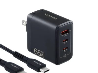 CARGADOR 65W NEGRO - 2 PUERTOS USB TYPE C- 1 PUERTO USB TYPE A + CABLE 2METROS TYPE C
