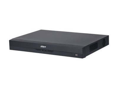 Grabador de Video IP 16CH/2HDD 1U/Admite los formatos de decodificación Smart H.265+/Máx. 384/384/384 Mbps de ancho de banda/Admite cámaras IP con una resolución de hasta 32 MP/admite detección y reconocimiento de rostros de 2 canales, hasta 20 bases de datos de rostros y 20 000 imágenes de rostros/Protección perimetral de 4 canales; SMD Plus de 8