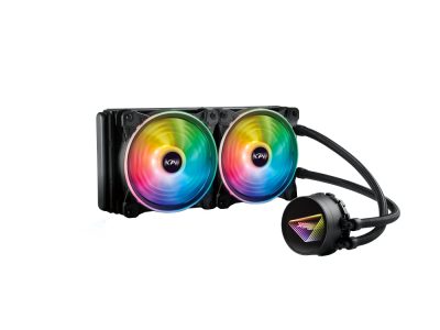 XPG LEVANTE II 240, Negro, diseño de Espejo Infinito, Velocidad: 800-2000 RPM, Ruido: 29dBA, Flujo de Aire: 58 CFM, TDP 270W a 82?, Rodamiento Hidráulico, Socket: Intel (LGA 1851/1700/1200/115x), AMD (AM5/AM4/AM3), 5 Años de Garantía