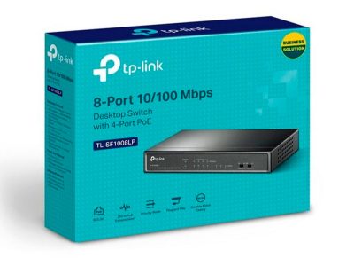 Switch TPLINK de Escritorio de 8 Puertos a 10 / 100Mbps con PoE en 4 Puertos NO Administrable COLOR Negro