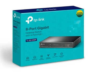 Switch Gigabit de 8 puertos con PoE de 4 puertos COLOR Negro