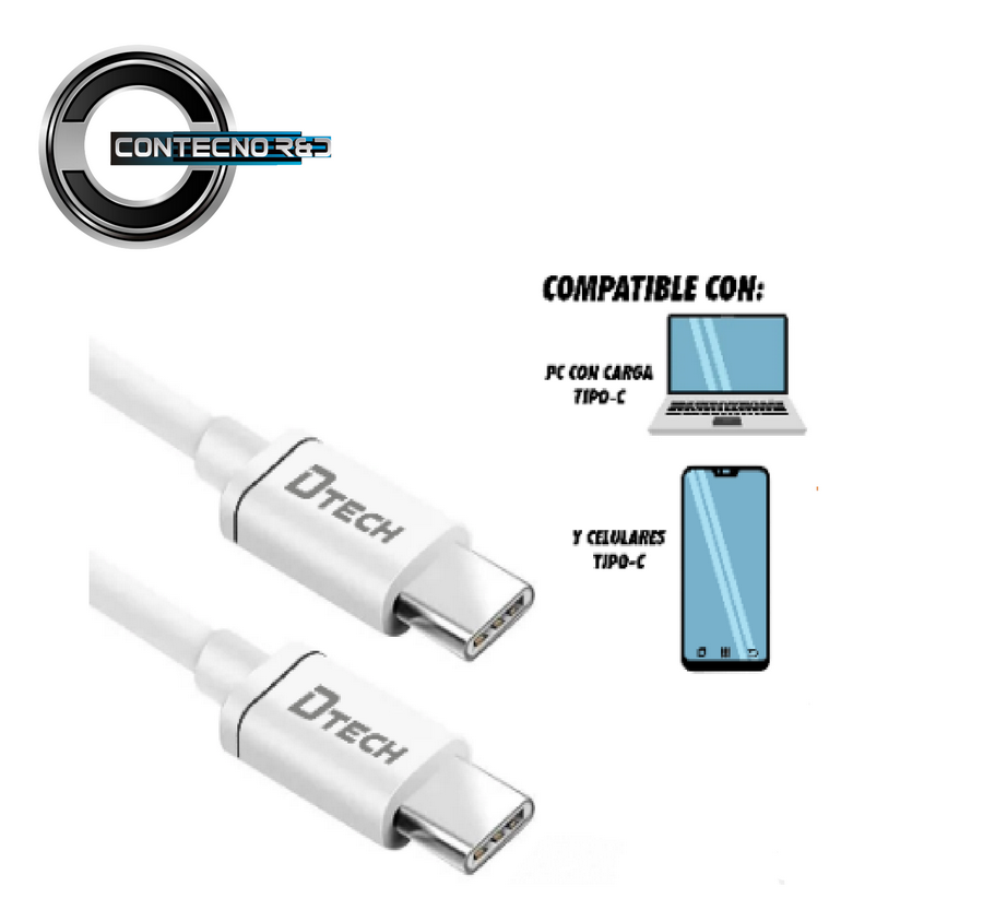CABLE USB TIPO C A USB TIPO C MACHO MACHO 1.5 MTS DTECH