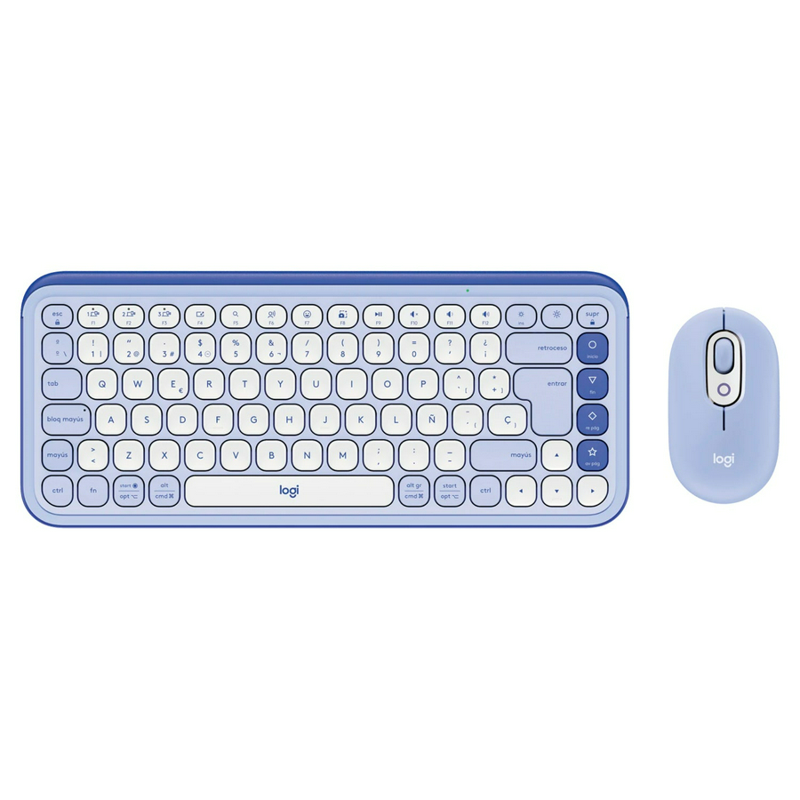 Combo Teclado y Mouse Logitech Pop Icon Lila y Blanco