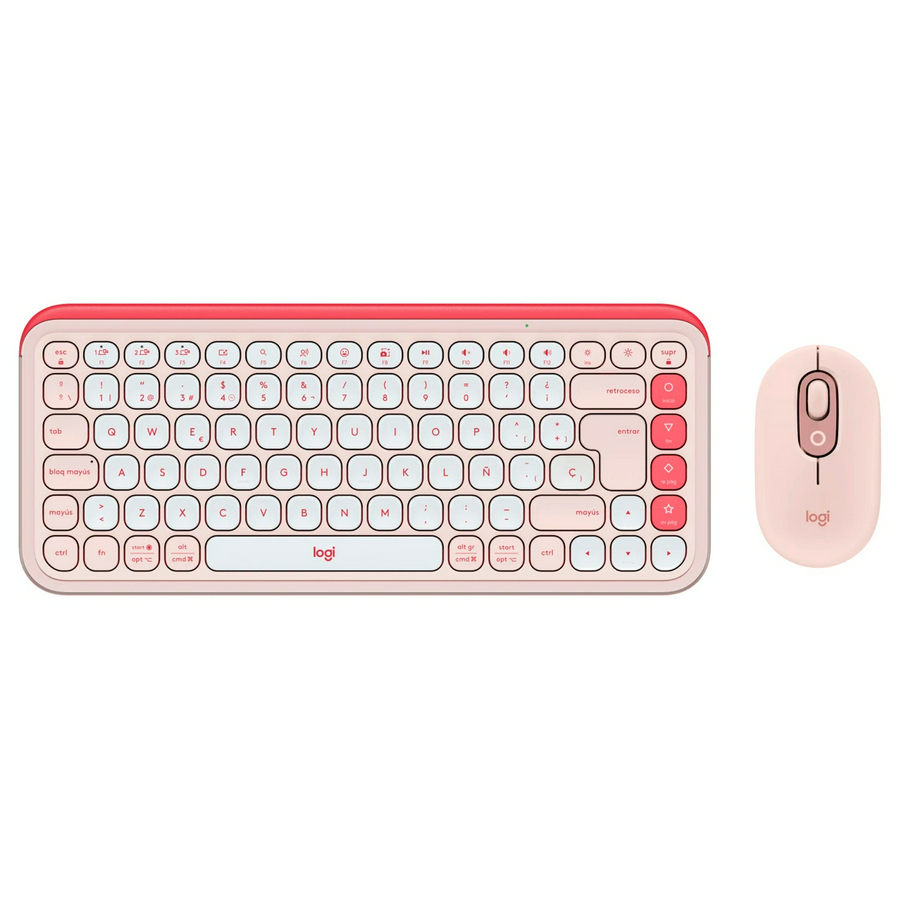 Combo Teclado y Mouse Logitech Pop Icon Rosado y Blanco