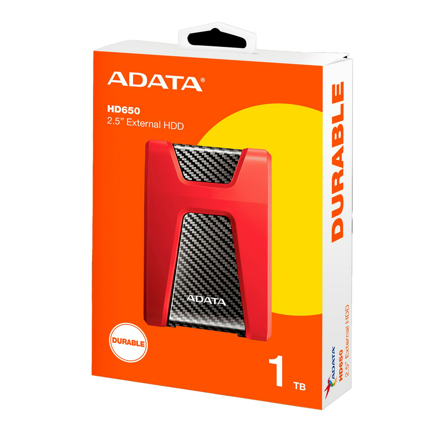 Disco Duro Externo 1tb Antigolpes Adata Hd650 Usb Rojo