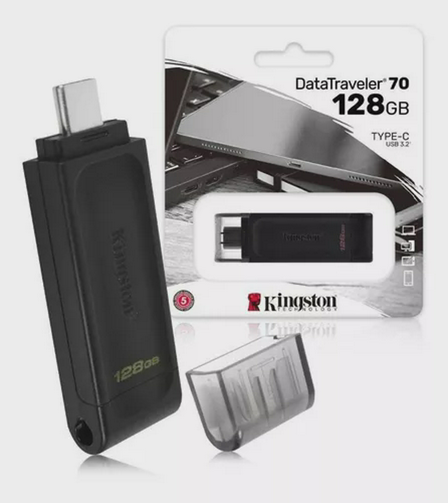 MEMORIA USB KINGSTON DATATRAVELER 3.2 DT70 - 128GB - USB TIPO C - NEGRA