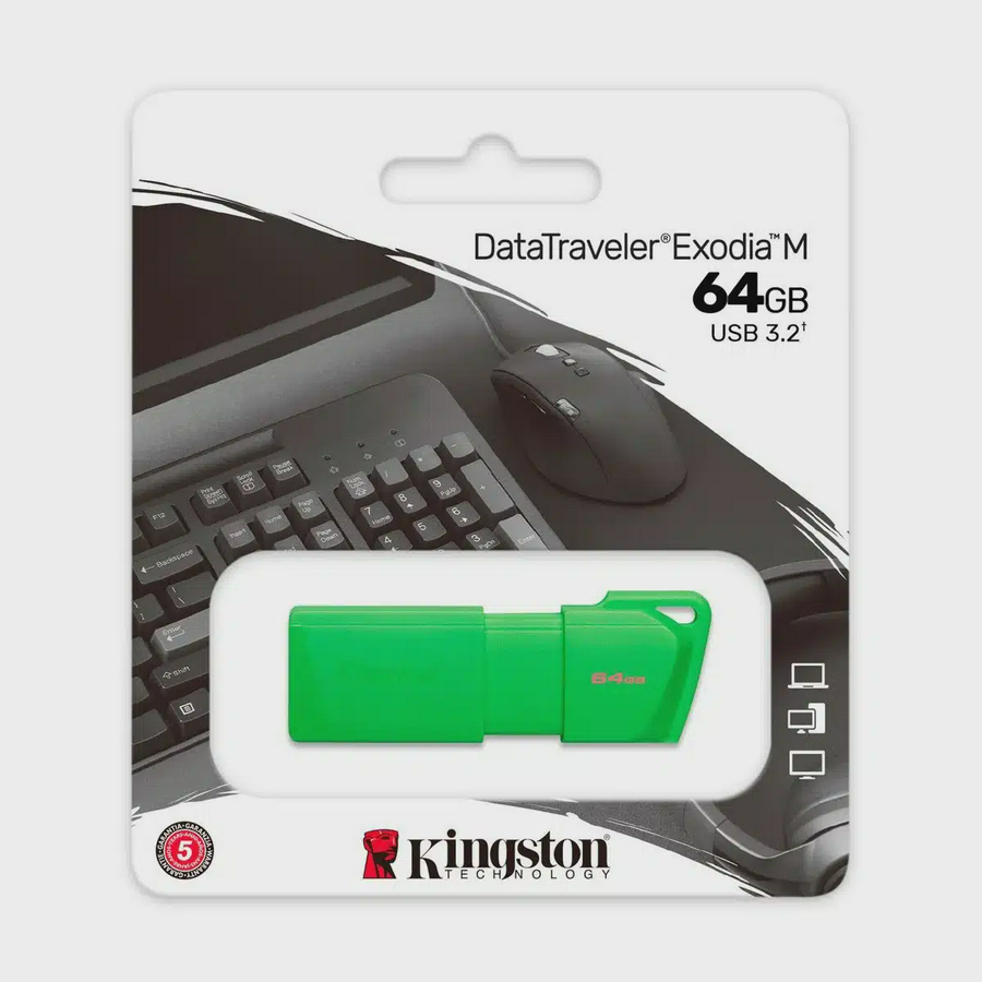 MEMORIA USB KINGSTON DATATRAVELER 3.2 DTX EXODIA- 64GB - VERDE NEON