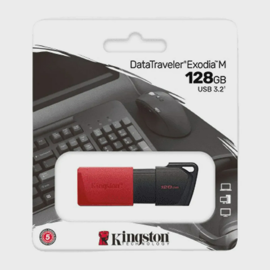 MEMORIA USB KINGSTON DATATRAVELER 3.2 DTX EXODIA M- 128GB - NEGRA - RETRACTIL