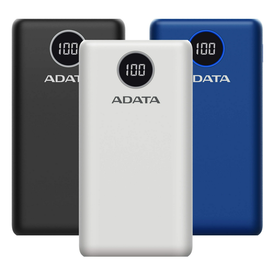 POWER BANK ADATA P20000QCD - CARGA RAPIDA - 20000MAH - 2 PUERTOS USB - 1 TIPO C - PANTALLA INDICADORA DE CARGA - AZUL