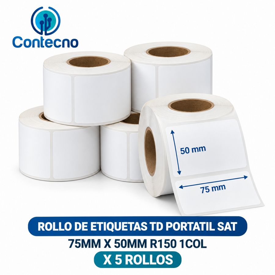 Rollo Etiquetas Térmicas SAT 75x50mm R150 x5 Rollos