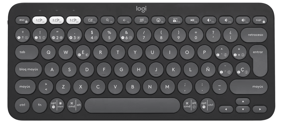 TECLADO LOGITECH PEBBLE KEYS 2 K380S - INALAMBRICO - BLUETOOTH - SILENCIOSO - TECLAS ESPECIALES Y PERSONALIZABLES - COMPACTO - GRAFITO