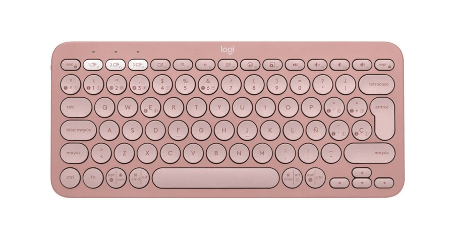 TECLADO LOGITECH PEBBLE KEYS 2 K380S - INALAMBRICO - BLUETOOTH - SILENCIOSO - TECLAS ESPECIALES Y PERSONALIZABLES - COMPACTO - ROSA