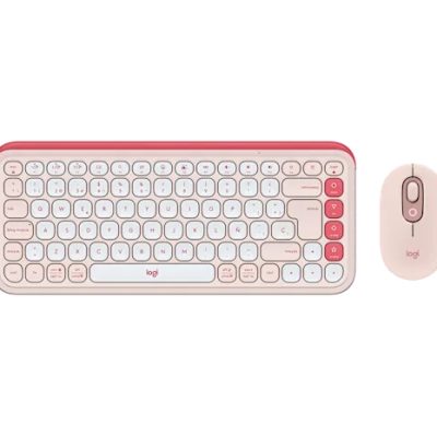 Combo Teclado y Mouse Logitech Pop Icon Rosado y Blanco
