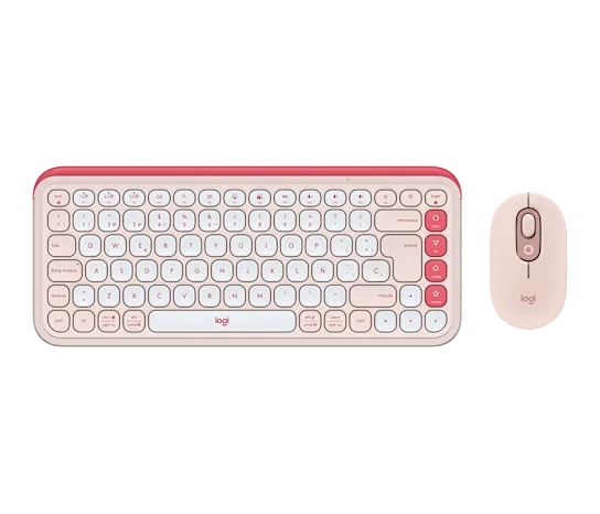 Combo Teclado y Mouse Logitech Pop Icon Rosado y Blanco