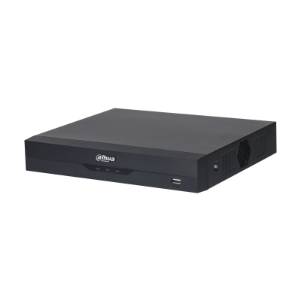 Grabador DVR Penta-brid de 16 canales BNC analógicos hasta 5 MP + hasta 8 canales IP adicionales (total 24 canales IP, hasta 6 MP por canal)/ IA integrada AcuPick, Perimeter Protection, SMD Plus, Face Recognition, AI Codin/Compresión de video Smart H.265+, H.265, dual-stream/Conectividad adicional Cámaras Wi-Fi/ Soporta hasta 10 TB/ 1 bahia/ No in