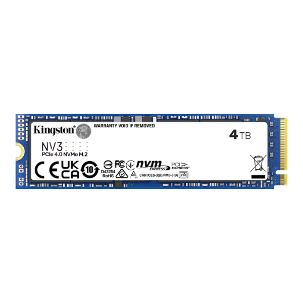 SSD Kingston NV3 M.2 2280 PCIe 4.0 NVMe de 4000GB sobre fondo oscuro