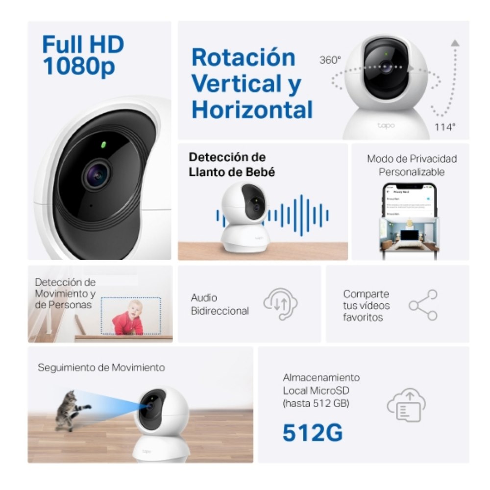 Cámara De Seguridad Tp-link TC70 Wifi 360° Full Hd - Imagen 3