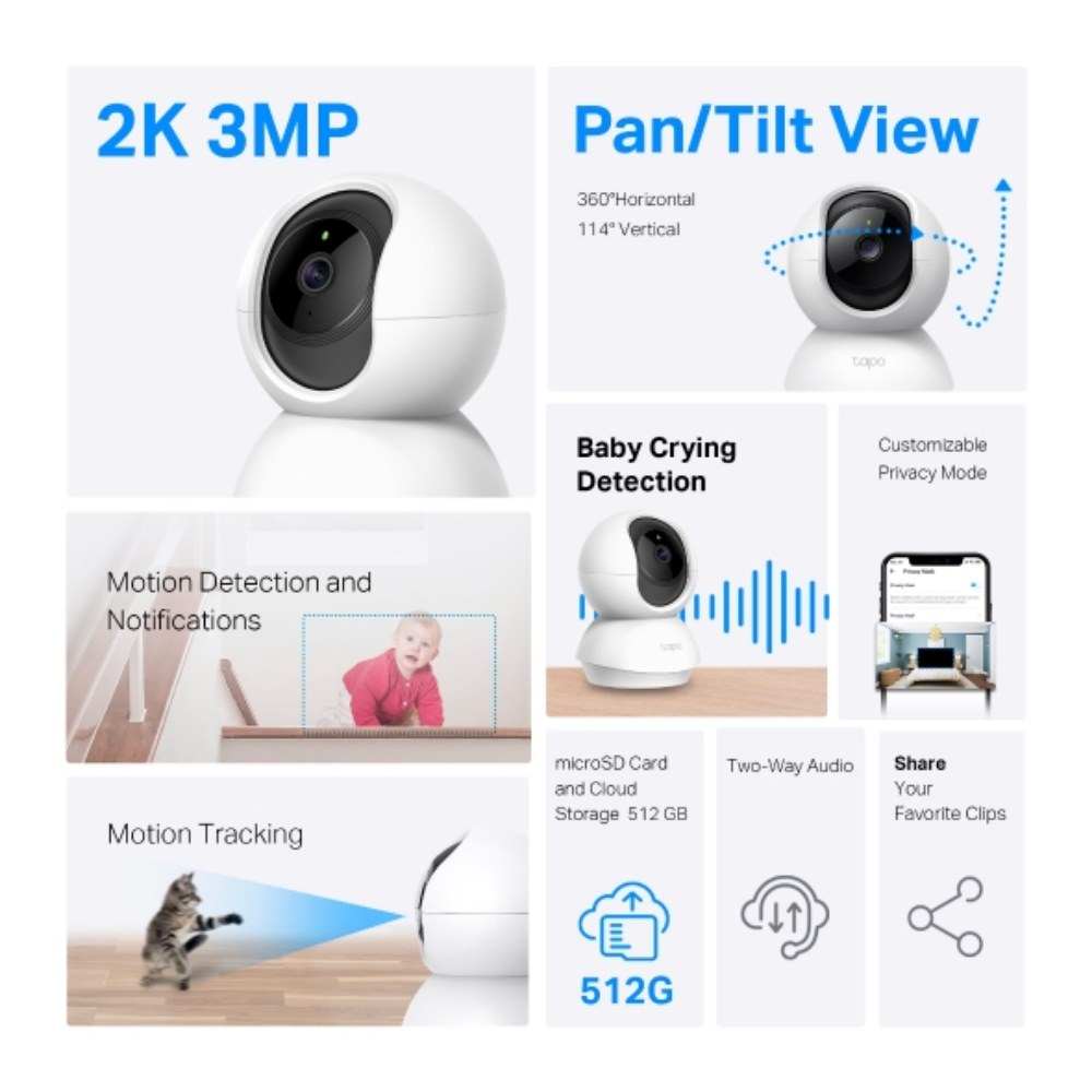 Cámara De Seguridad Tp-link TC71 Wifi 360° 2K 3MP - Imagen 2